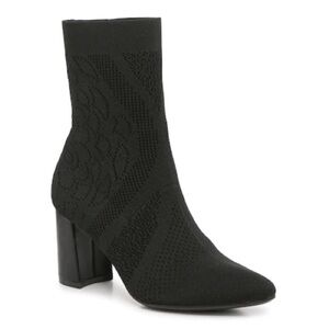 Stretch Knit Bootie with Memory Foam ankle boots black sweater shoes